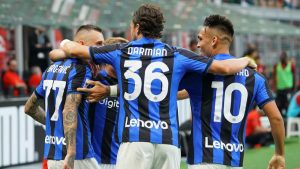 L'Inter festeggia un gol - Foto Lapresse - Interdipendenza.net