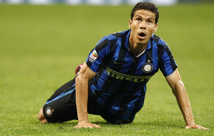 Hernanes in campo con la maglia dell'Inter - Foto Lapresse - Interdipendenza.net